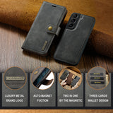 DG.MING-For-Samsung-Galaxy-S22-5G-Detachable-2-in-1-Split-Leather-Full-Protection-Shell-Wallet-Cover-TPU-Inner-Phone-Case-Grey