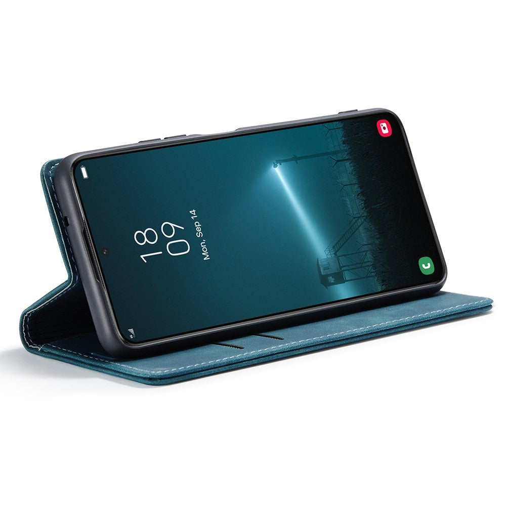 CASEME-013-Series-for-Samsung-Galaxy-S22-5G-PU-Leather-Wallet-Phone-Case-Stand-Magnetic-Absorption-Card-Holder-Cover-Green