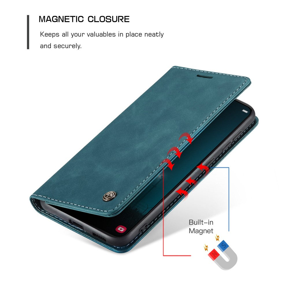 CASEME-013-Series-for-Samsung-Galaxy-S22-5G-PU-Leather-Wallet-Phone-Case-Stand-Magnetic-Absorption-Card-Holder-Cover-Green