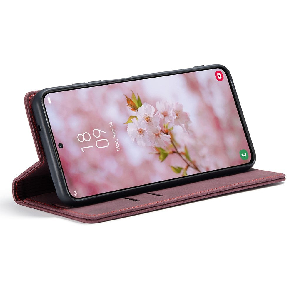 CASEME-013-Series-for-Samsung-Galaxy-S22-5G-PU-Leather-Wallet-Phone-Case-Stand-Magnetic-Absorption-Card-Holder-Cover-Red