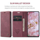 CASEME-013-Series-for-Samsung-Galaxy-S22-5G-PU-Leather-Wallet-Phone-Case-Stand-Magnetic-Absorption-Card-Holder-Cover-Red