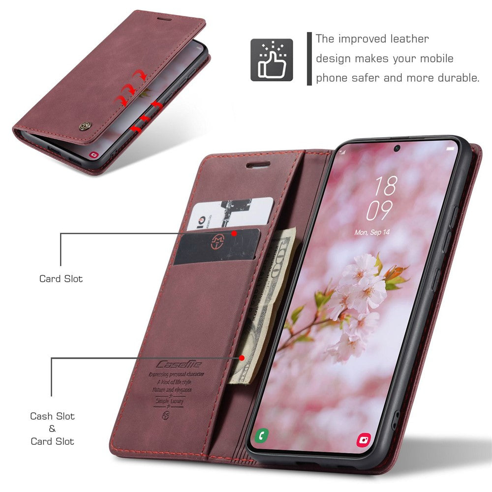 CASEME-013-Series-for-Samsung-Galaxy-S22-5G-PU-Leather-Wallet-Phone-Case-Stand-Magnetic-Absorption-Card-Holder-Cover-Red