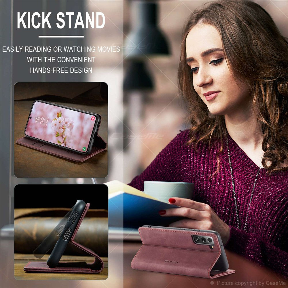 CASEME-013-Series-for-Samsung-Galaxy-S22-5G-PU-Leather-Wallet-Phone-Case-Stand-Magnetic-Absorption-Card-Holder-Cover-Red