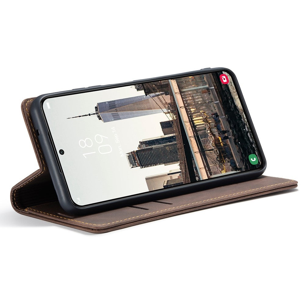 CASEME-013-Series-for-Samsung-Galaxy-S22-5G-PU-Leather-Wallet-Phone-Case-Stand-Magnetic-Absorption-Card-Holder-Cover-Coffee