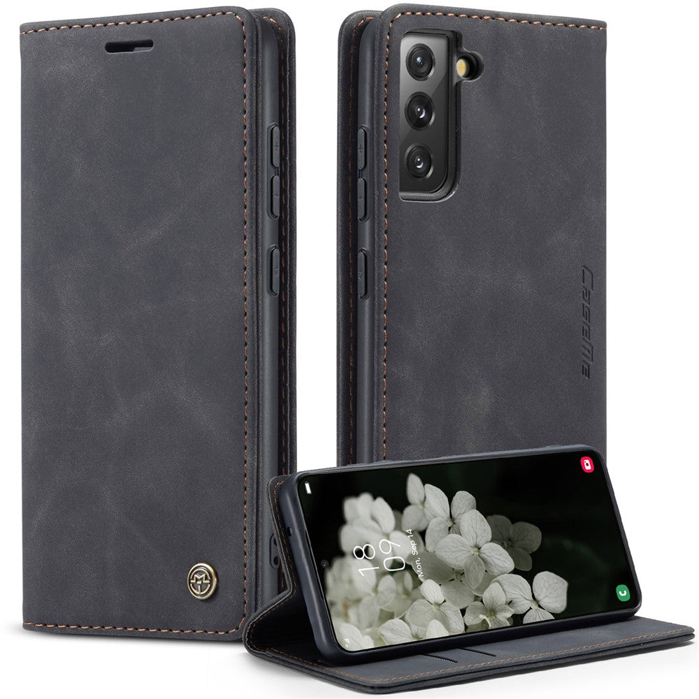 CASEME-013-Series-for-Samsung-Galaxy-S22-5G-PU-Leather-Wallet-Phone-Case-Stand-Magnetic-Absorption-Card-Holder-Cover-Black