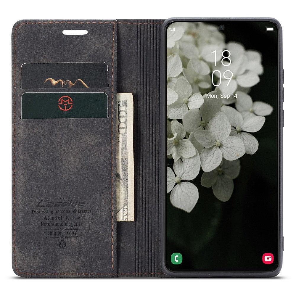 CASEME-013-Series-for-Samsung-Galaxy-S22-5G-PU-Leather-Wallet-Phone-Case-Stand-Magnetic-Absorption-Card-Holder-Cover-Black