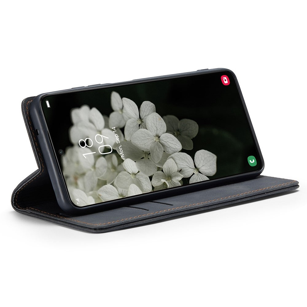 CASEME-013-Series-for-Samsung-Galaxy-S22-5G-PU-Leather-Wallet-Phone-Case-Stand-Magnetic-Absorption-Card-Holder-Cover-Black