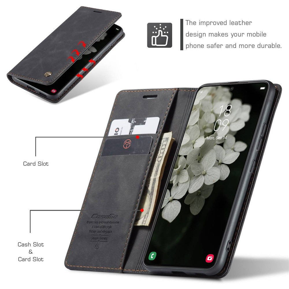 CASEME-013-Series-for-Samsung-Galaxy-S22-5G-PU-Leather-Wallet-Phone-Case-Stand-Magnetic-Absorption-Card-Holder-Cover-Black