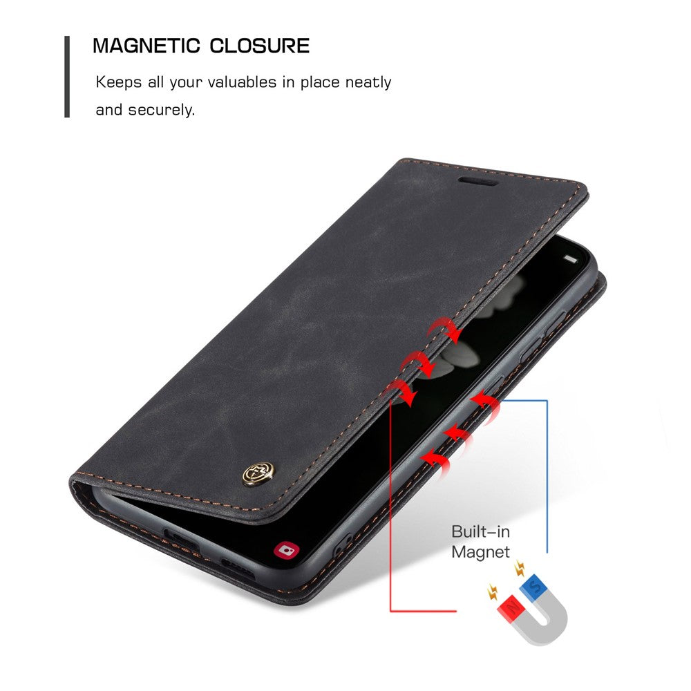 CASEME-013-Series-for-Samsung-Galaxy-S22-5G-PU-Leather-Wallet-Phone-Case-Stand-Magnetic-Absorption-Card-Holder-Cover-Black