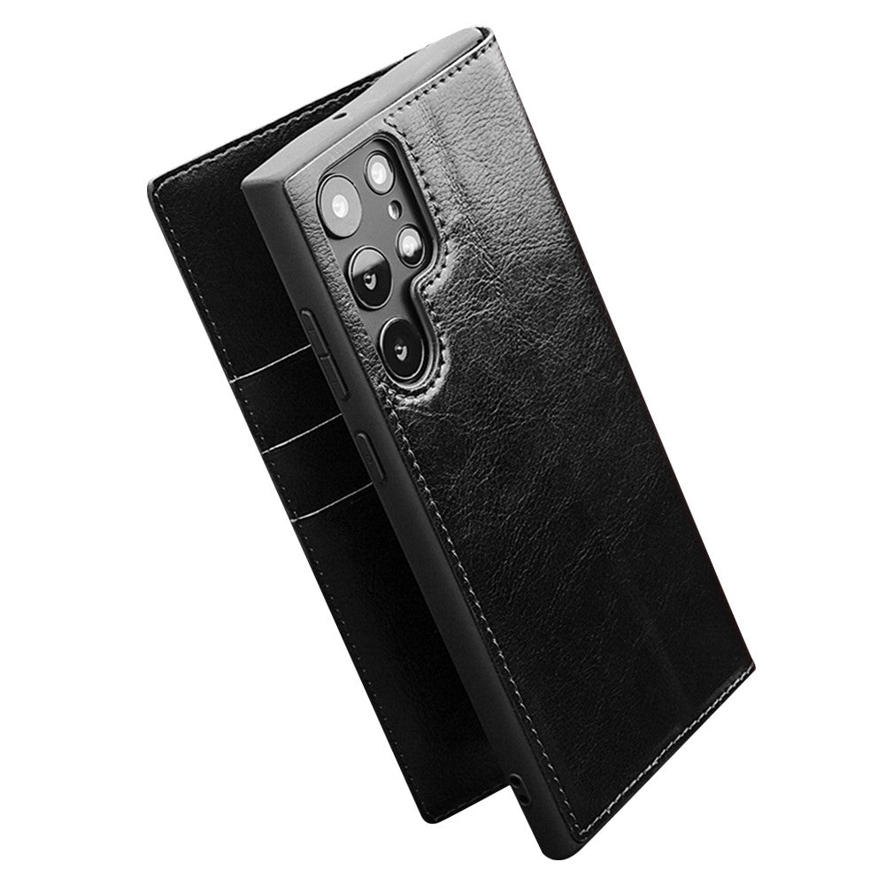 QIALINO-for-Samsung-Galaxy-S22-Ultra-5G-Folio-Flip-Wallet-Stand-Design-Shockproof-Genuine-Leather-Cell-Phone-Case-Black