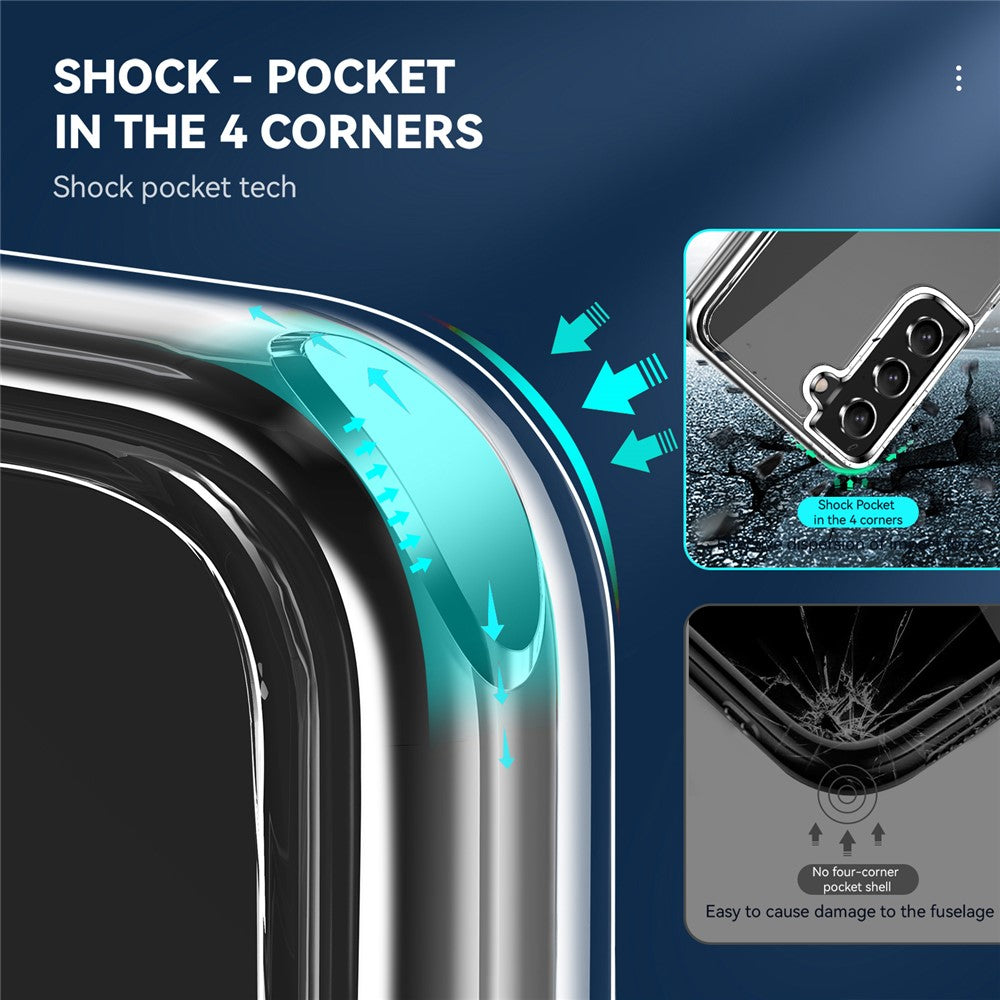 Electroplating-Crystal-Clear-Hybrid-Phone-Cover-for-Samsung-Galaxy-S21-4G-/-5G,-Corner-Drop-Proof-Bumpers-TPU-+-PC-Mobile-Phone-Accessory