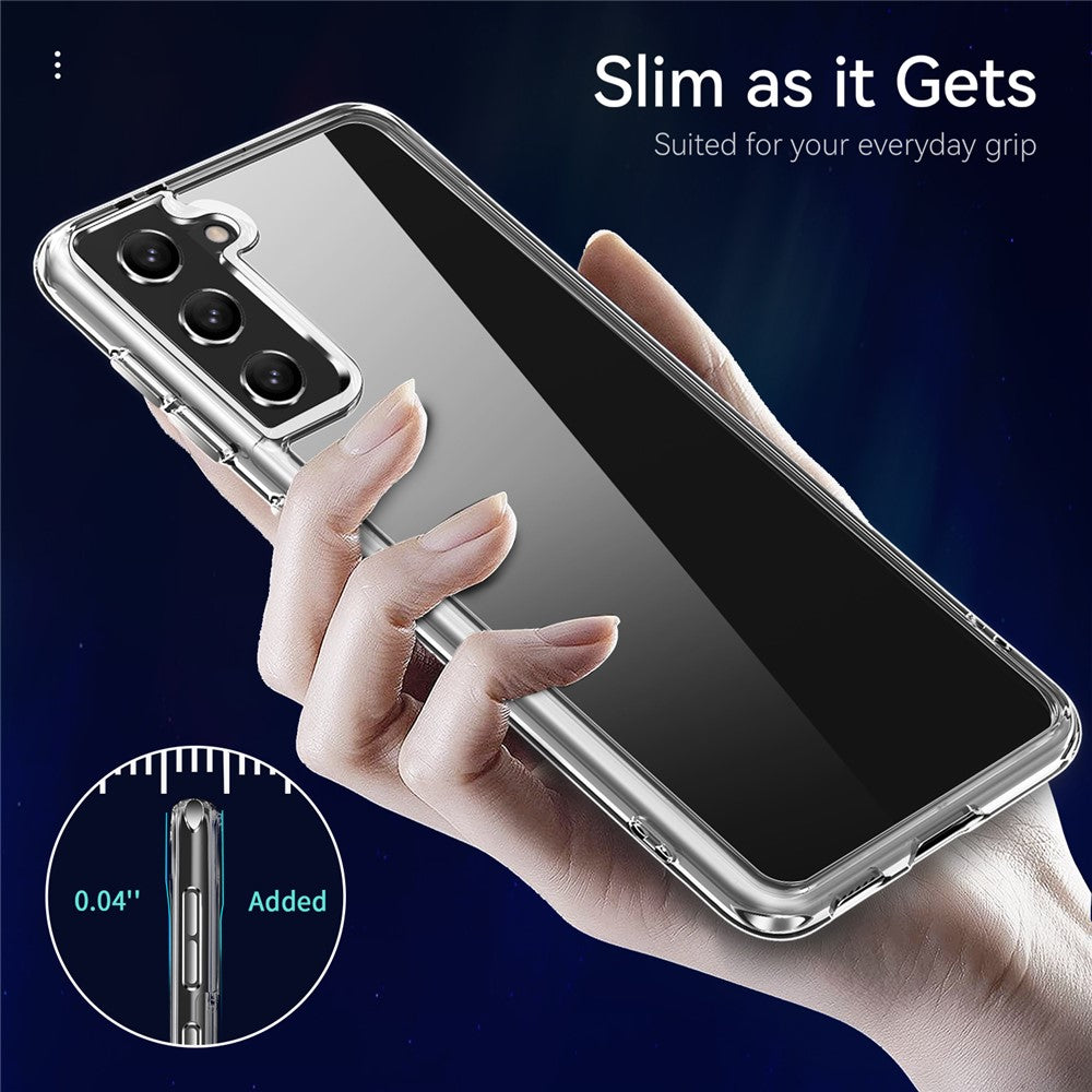 Electroplating-Crystal-Clear-Hybrid-Phone-Cover-for-Samsung-Galaxy-S21-4G-/-5G,-Corner-Drop-Proof-Bumpers-TPU-+-PC-Mobile-Phone-Accessory