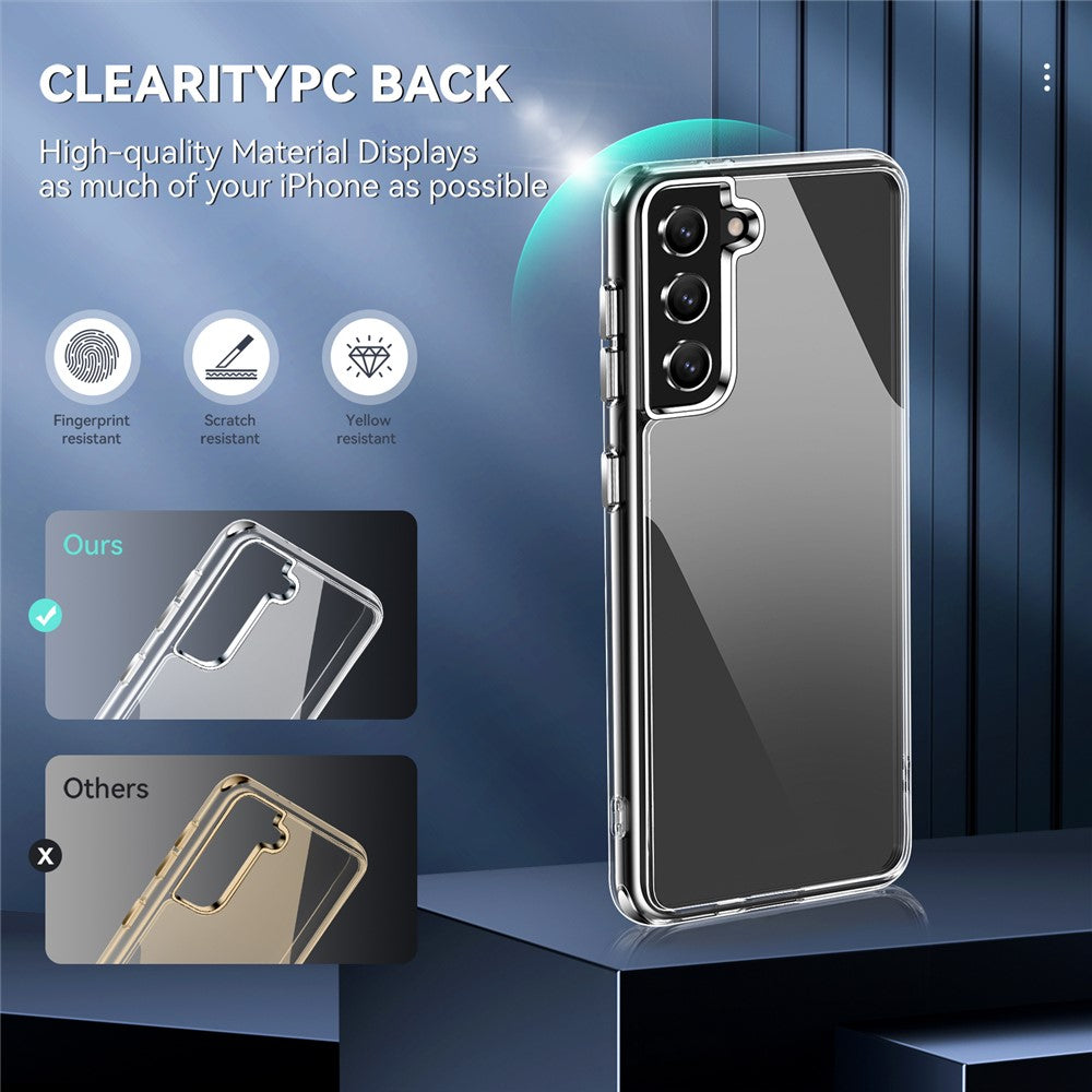 Electroplating-Crystal-Clear-Hybrid-Phone-Cover-for-Samsung-Galaxy-S21-4G-/-5G,-Corner-Drop-Proof-Bumpers-TPU-+-PC-Mobile-Phone-Accessory