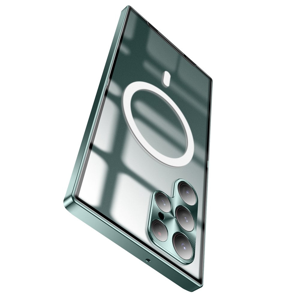 For-Samsung-Galaxy-S22-Ultra-5G-Magnetic-Adsorption-Matte-Phone-Cover-TPU-Back-+-Metal-Edge-Integrated-Lens-Protection-Drop-proof-Case-Black