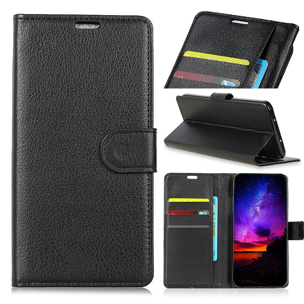For-Huawei-P30-Lite-Shockproof-Phone-Bag-Covering-Litchi-Skin-Wallet-Leather-Stand-Case-Black