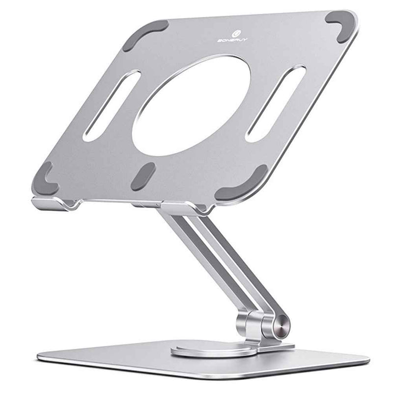 BONERUY L04mini 360 Degree Rotating Tablet Holder Hollow Heat Dissipation Aluminum Alloy Foldable Cradle for iPad - Silver