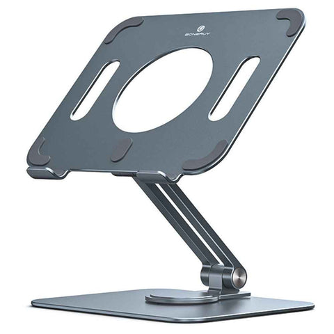 BONERUY L04mini 360 Degree Rotating Tablet Holder Hollow Heat Dissipation Aluminum Alloy Foldable Cradle for iPad - Grey