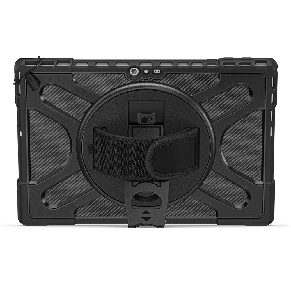 For-Microsoft-Surface-Pro-4/5/6/7/7+-Kickstand-Tablet-Case-Hybrid-2-in-1-Hard-PC-+-TPU-Dual-Layer-Shockproof-Cover-with-Hand-Strap-Black