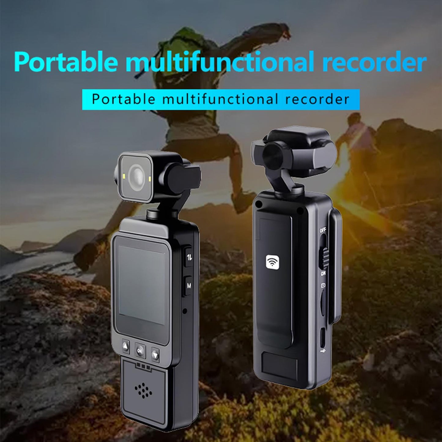 1080P-Ultra-HD-Clip-Pocket-Vlog-Camera-WiFi-Portable-Video-Recorder-Camera(Black)