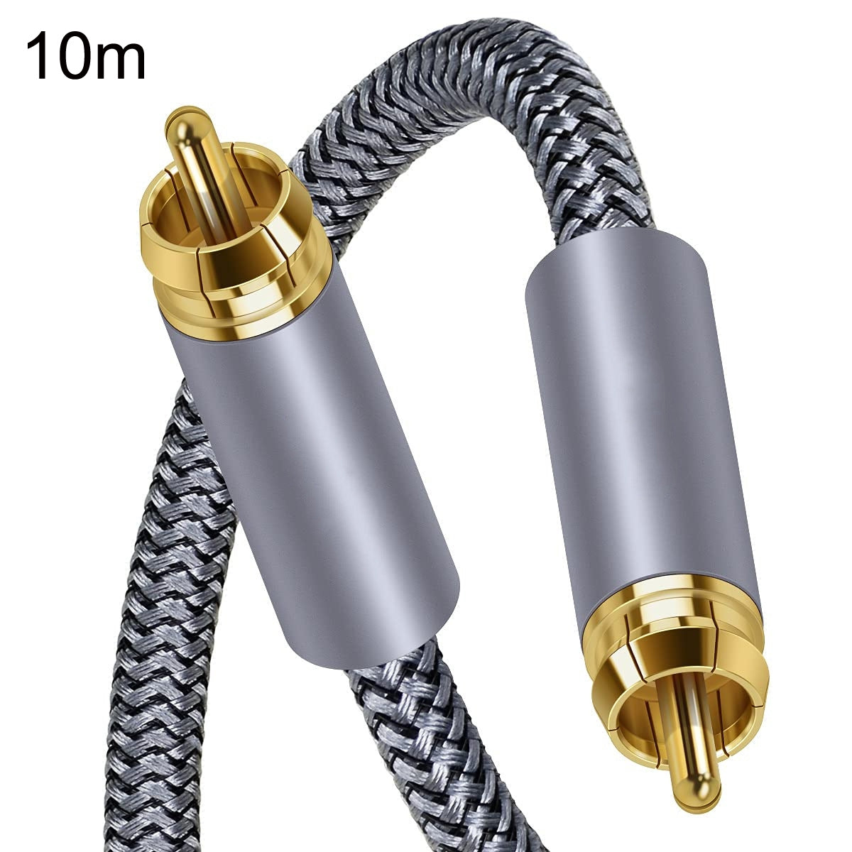 10m-Pure-Copper-RCA-Coaxial-HIFI-Digital-Audio-Cable-SPDIF-Subwoofer-Speaker-Cable(Silver-Gray)