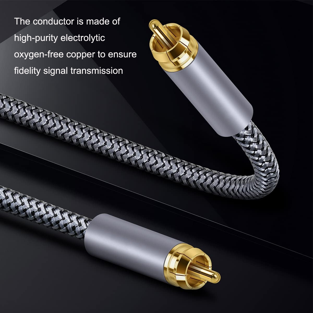 10m-Pure-Copper-RCA-Coaxial-HIFI-Digital-Audio-Cable-SPDIF-Subwoofer-Speaker-Cable(Silver-Gray)