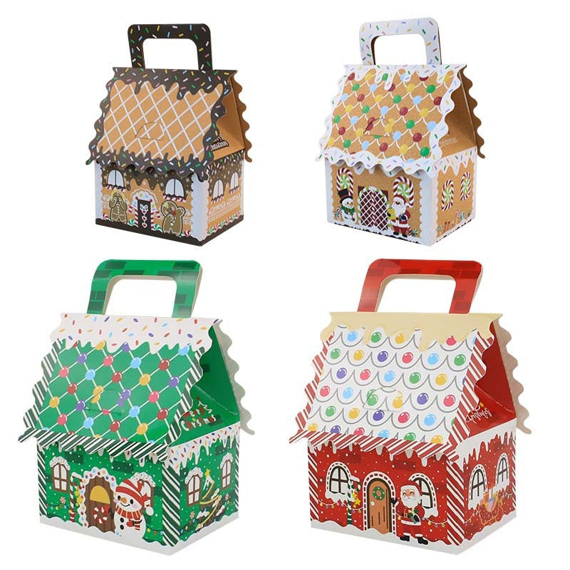 10pcs-Christmas-Candy-Boxes-Kraft-Paper-Christmas-House-Handbag-Candy-Boxes,-Style:-Small-Red-Base