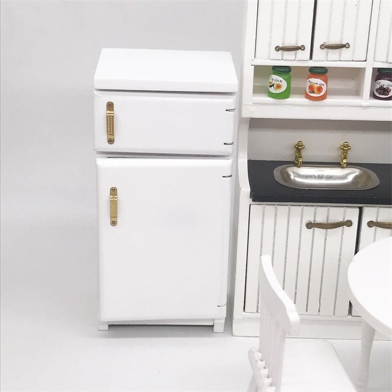 1:12-Doll-House-Mini-Kitchen-Model-Refrigerator(White)