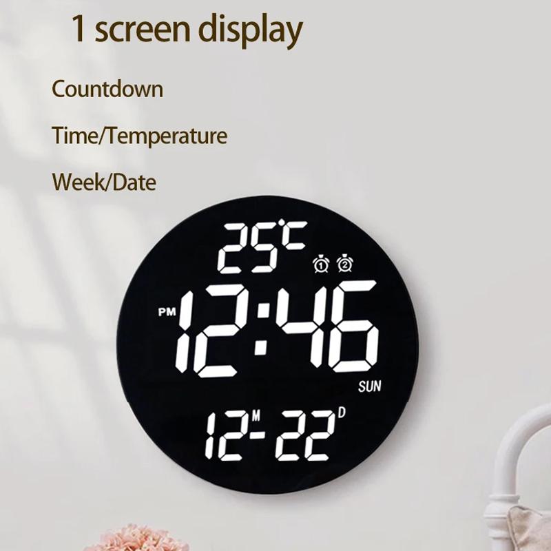 11.6-Inch-White-Light-Wall-Clock-With-Remote-Control-Multi-Functional-Alarm-Clock-Black+Black