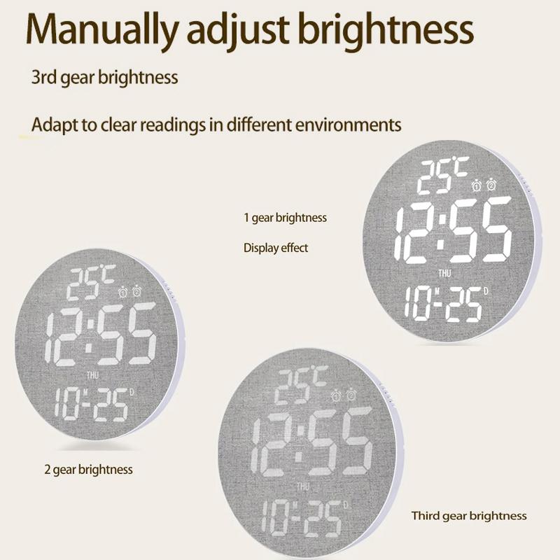 11.6-Inch-White-Light-Wall-Clock-With-Remote-Control-Multi-Functional-Alarm-Clock-Black+Black