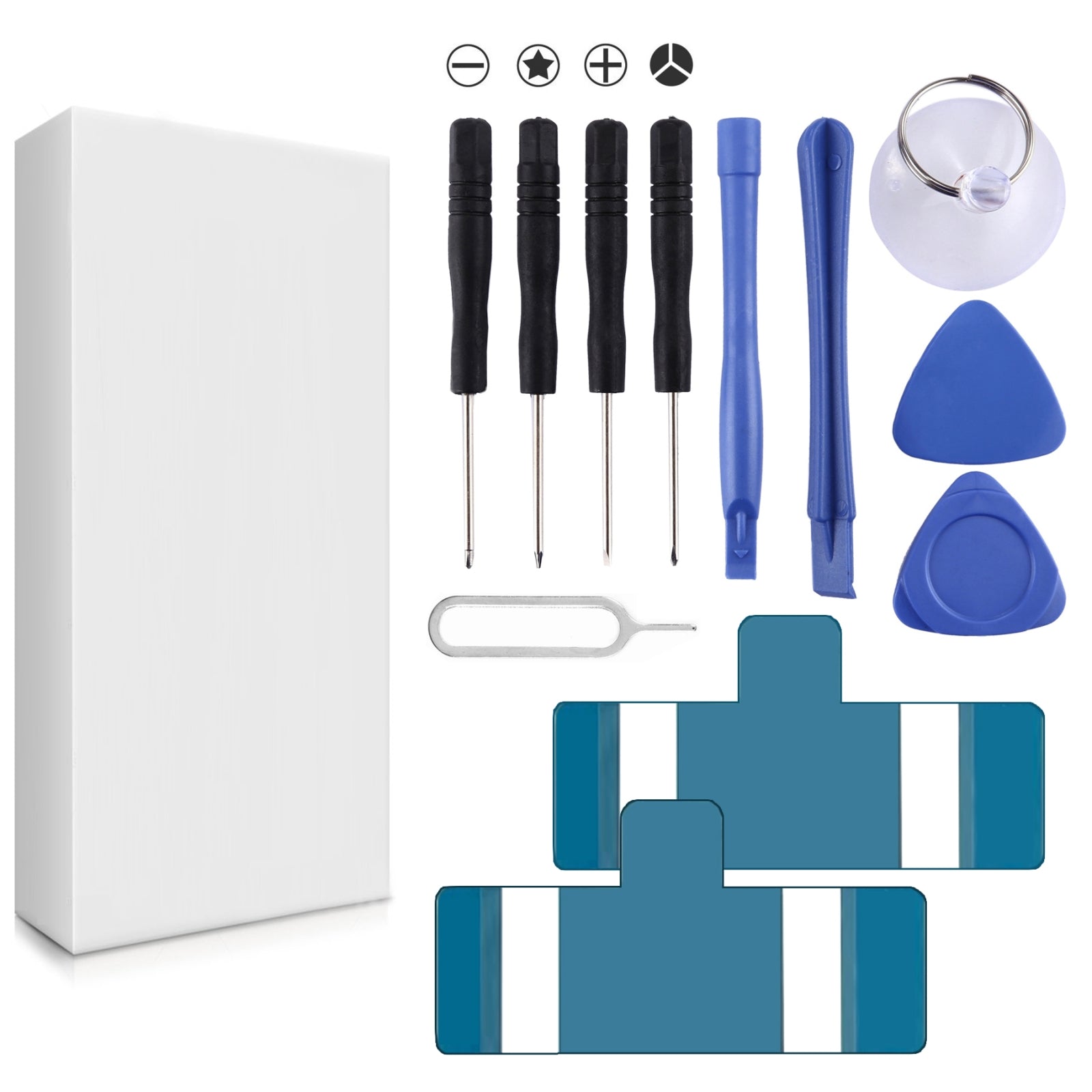 12-in-1-Repair-Kits-(4-x-Screwdriver-+-2-x-Teardown-Rods-+-1-x-Sucker+-2-x-Triangle-on-Thick-Slices-+-Eject-Pin-+-2-x-Battery-Tape)