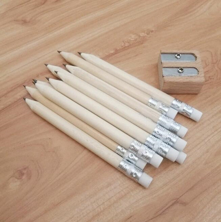 12-PCS-Sharpened-Pencil-Round-Writing-Pen-Wooden-Student-Stationery-with-Eraser,-Lead-Hardness:HB(Wood)