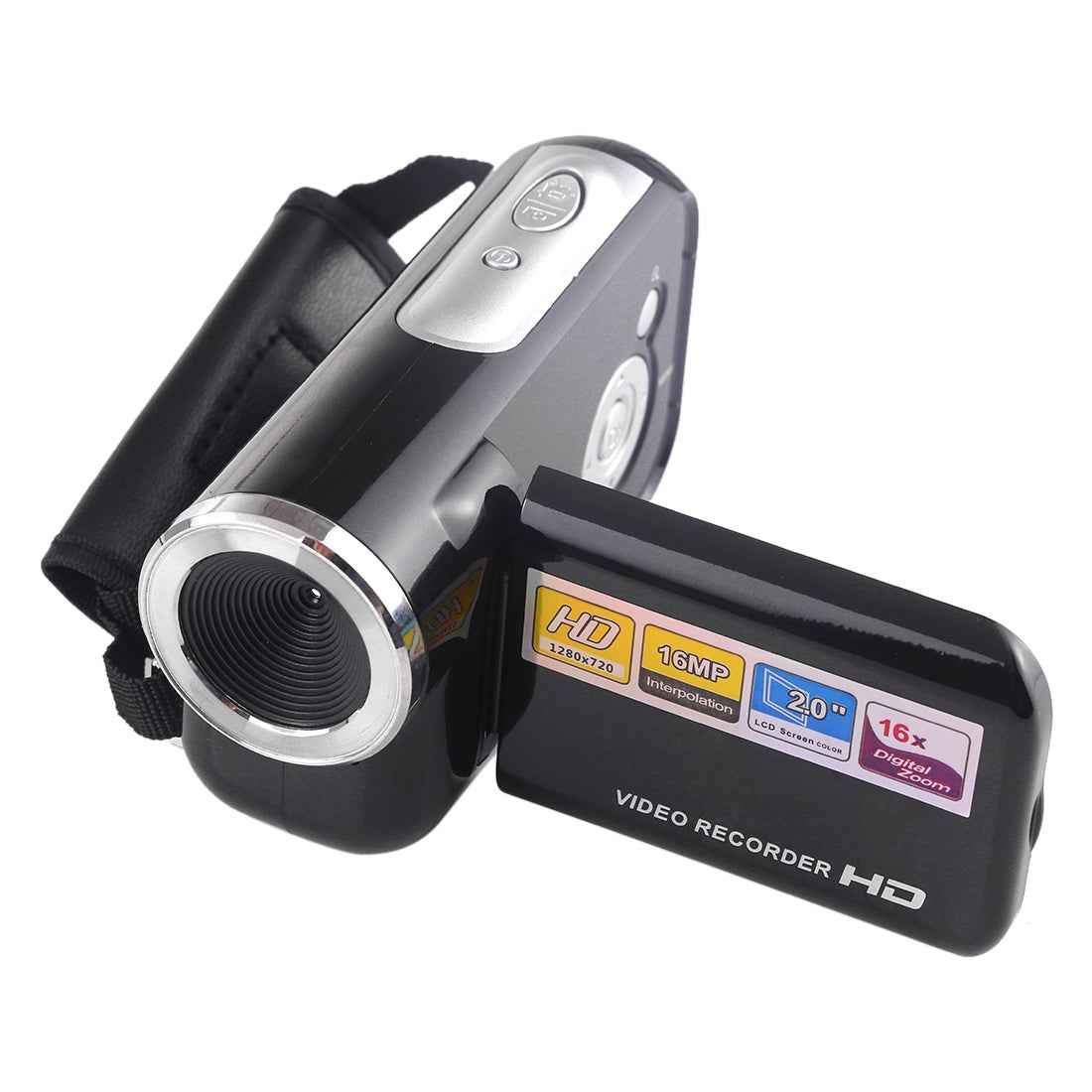 1280x720P-HD-16X-Digital-Zoom-16.0-MP-Digital-Video-Camera-Recorder-with-2.0-inch-LCD-Screen(Black)