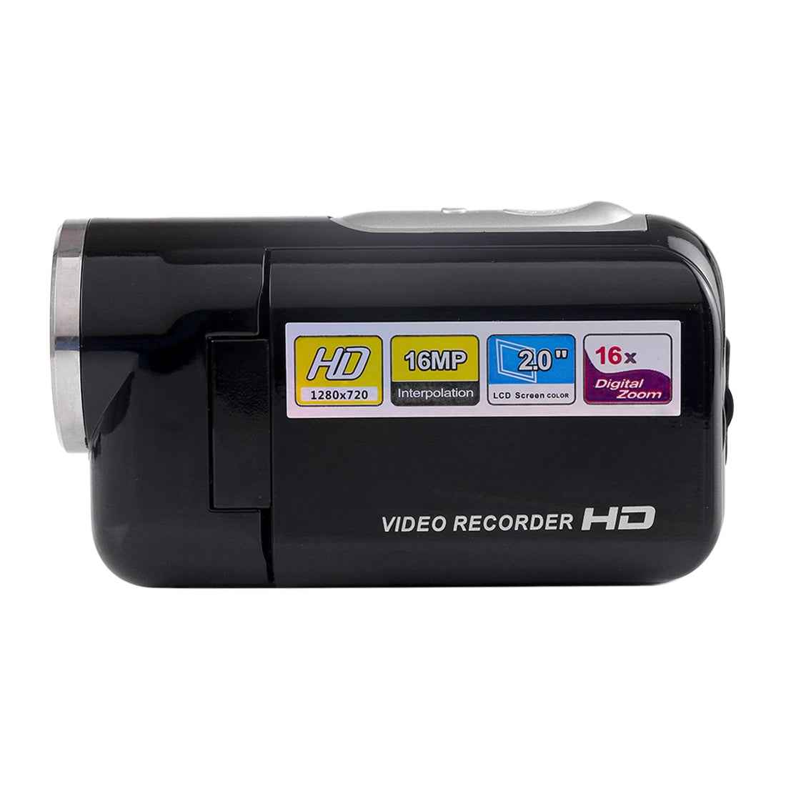 1280x720P-HD-16X-Digital-Zoom-16.0-MP-Digital-Video-Camera-Recorder-with-2.0-inch-LCD-Screen(Black)