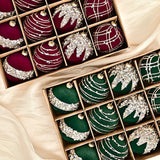 12pcs-/Box-6cm-Diamond-Flocked-Christmas-Balls-Painted-Christmas-Tree-Ornaments(Red-Wine)