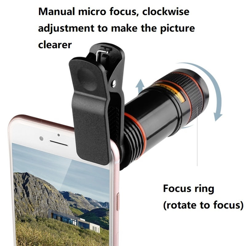 12X-Telephoto-Telescope-Camera-Zoom-Mobile-Phone-External-Lens(White)