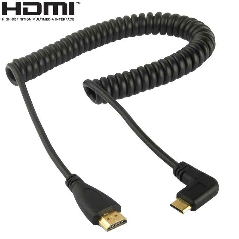 1.4-Version-Gold-Plated-Mini-HDMI-Male-to-HDMI-Male-Coiled-Cable,-Support-3D-/-Ethernet,-Length:-0.6m-2m