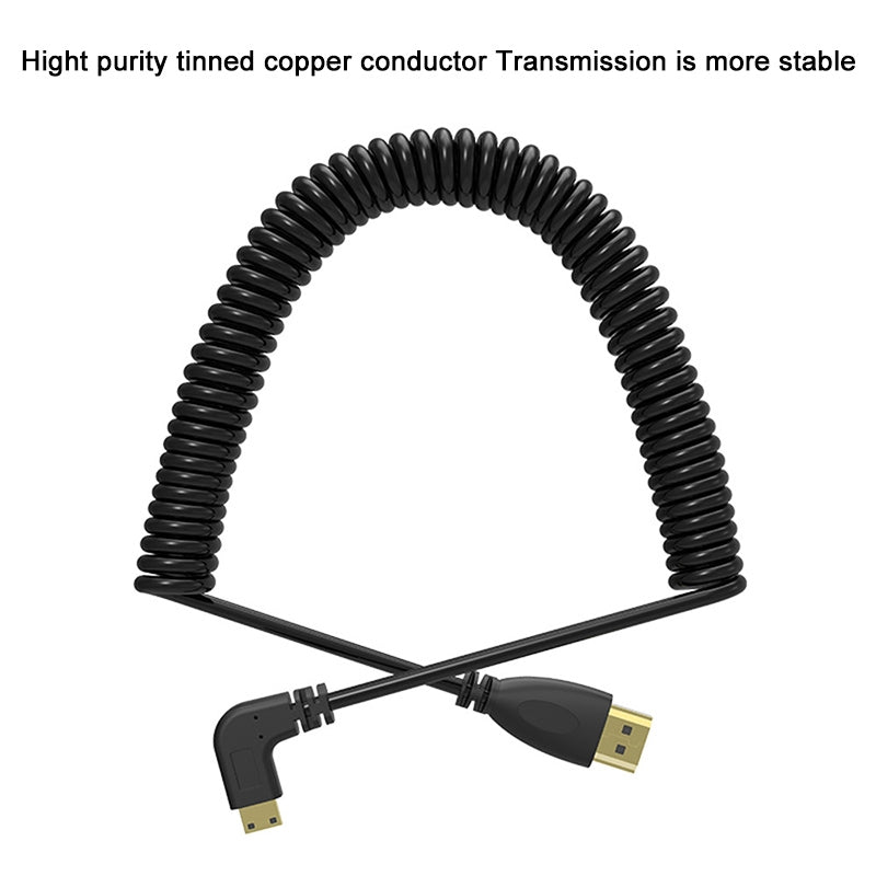1.4-Version-Gold-Plated-Mini-HDMI-Male-to-HDMI-Male-Coiled-Cable,-Support-3D-/-Ethernet,-Length:-0.6m-2m