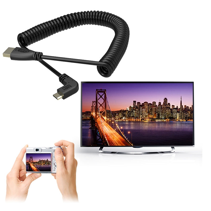 1.4-Version-Gold-Plated-Mini-HDMI-Male-to-HDMI-Male-Coiled-Cable,-Support-3D-/-Ethernet,-Length:-0.6m-2m