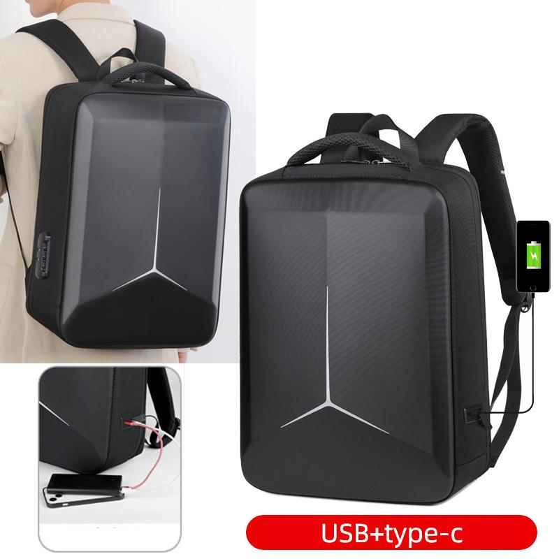 15.6-16.6-Inch-Hard-Shell-Laptop-Backpack-with-USB+Type-C-Charging-Ports-Unisex-Anti-Theft-Business-Travel-Bag-Black
