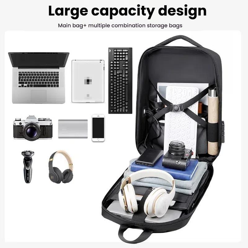 15.6-16.6-Inch-Hard-Shell-Laptop-Backpack-with-USB+Type-C-Charging-Ports-Unisex-Anti-Theft-Business-Travel-Bag-Black