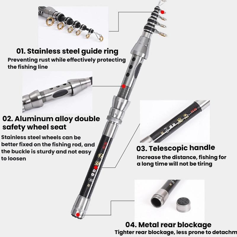 1.5m-TOPLINE-TACKLE-Ultra-short-Mini-Carbon-Fishing-Rod-Retractable-Handle-Telescopic-Fishing-Rod