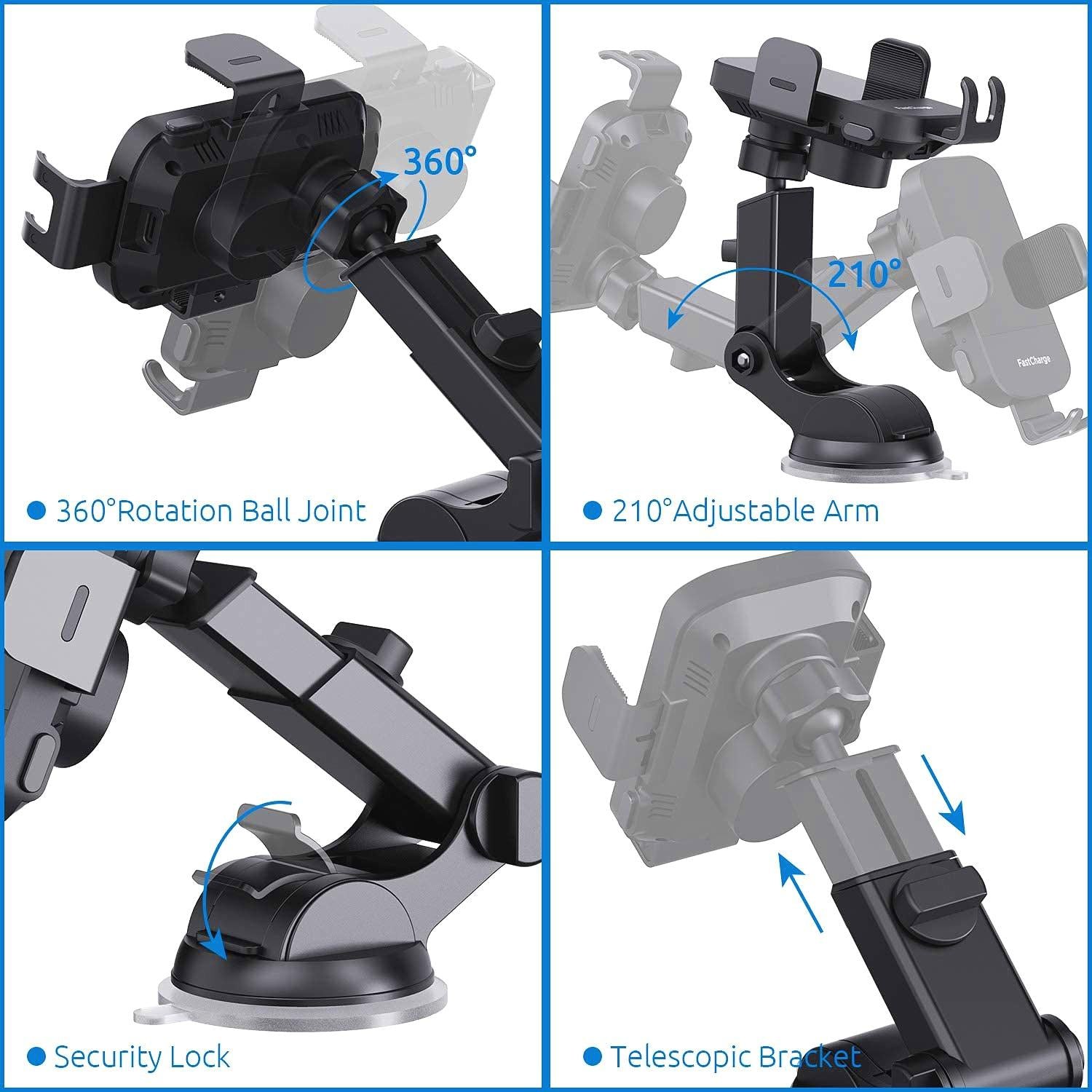 15W-Car-mounted-Smart-Induction-Wireless-Charging-Mobile-Phone-Holder(Suction-Cup-Holder-+-Air-Outlet-Clip)