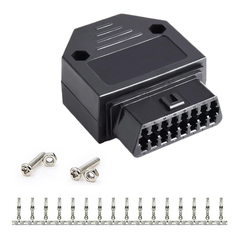 16PIN-Car-OBD-2-Female-Connector-OBD-Plug-+-Case-+-Terminal-+-Screw