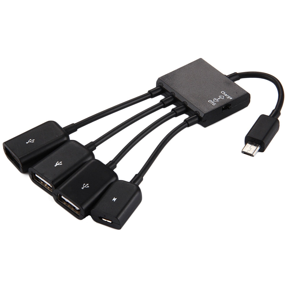 18cm-4-Ports-Micro-USB-OTG-Charge-HUB-Cable,-For-Samsung-/-Huawei-/-Xiaomi-/-Meizu-/-LG-/-HTC-and-Other-Smartphones(Black)