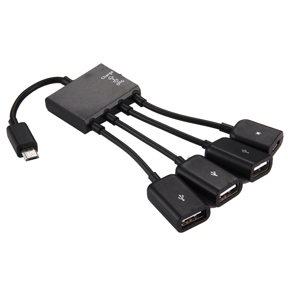 18cm-4-Ports-Micro-USB-OTG-Charge-HUB-Cable,-For-Samsung-/-Huawei-/-Xiaomi-/-Meizu-/-LG-/-HTC-and-Other-Smartphones(Black)