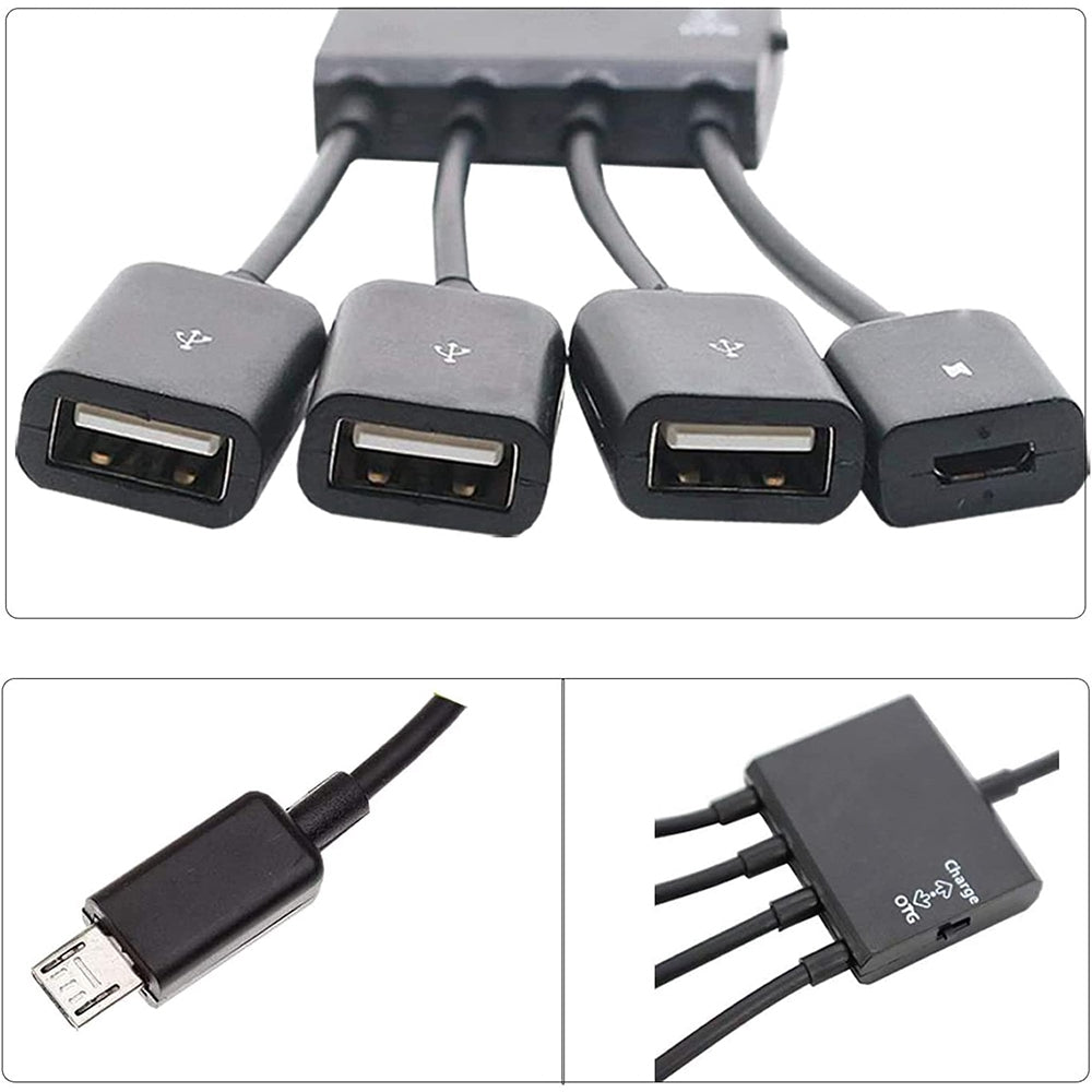 18cm-4-Ports-Micro-USB-OTG-Charge-HUB-Cable,-For-Samsung-/-Huawei-/-Xiaomi-/-Meizu-/-LG-/-HTC-and-Other-Smartphones(Black)