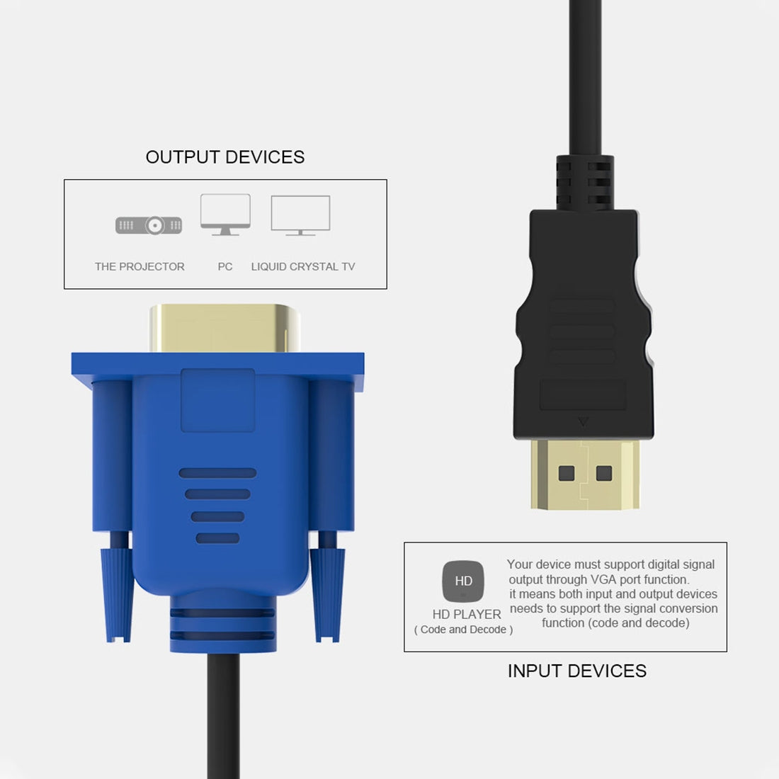 1.8m-HDMI-Male-to-VGA-Male-15PIN-Video-Cable(Black)