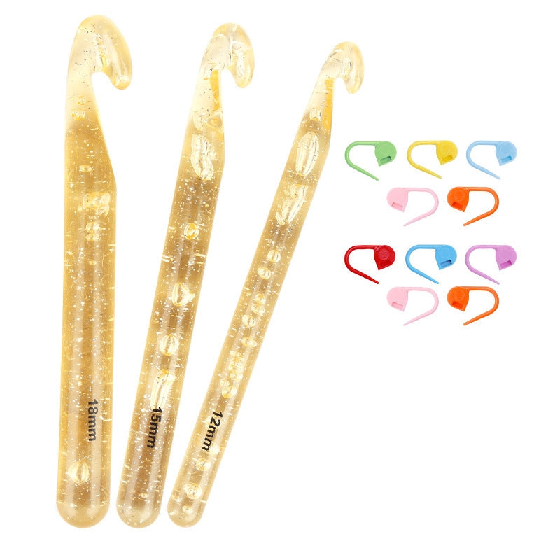 18mm+15mm+12mm+10-Pins-Transparent-Bold-Crystal-Crochet-Knitting-Tool-Set