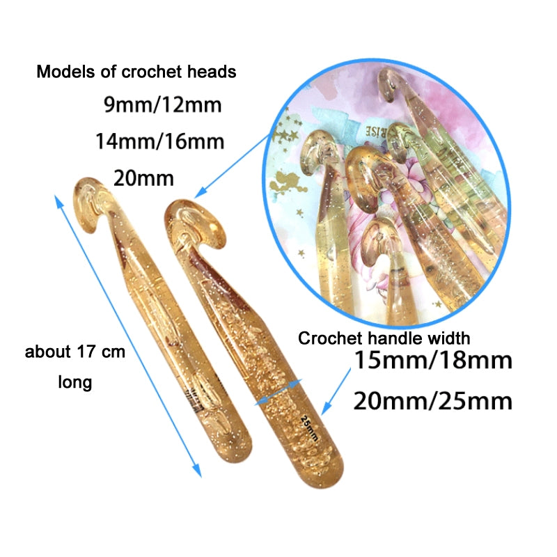 18mm+15mm+12mm+10-Pins-Transparent-Bold-Crystal-Crochet-Knitting-Tool-Set