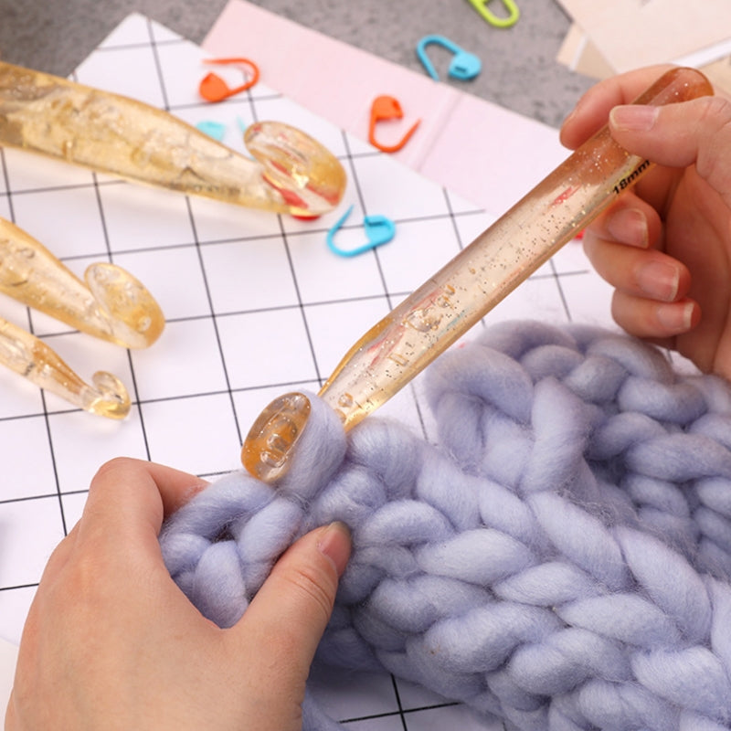18mm+15mm+12mm+10-Pins-Transparent-Bold-Crystal-Crochet-Knitting-Tool-Set